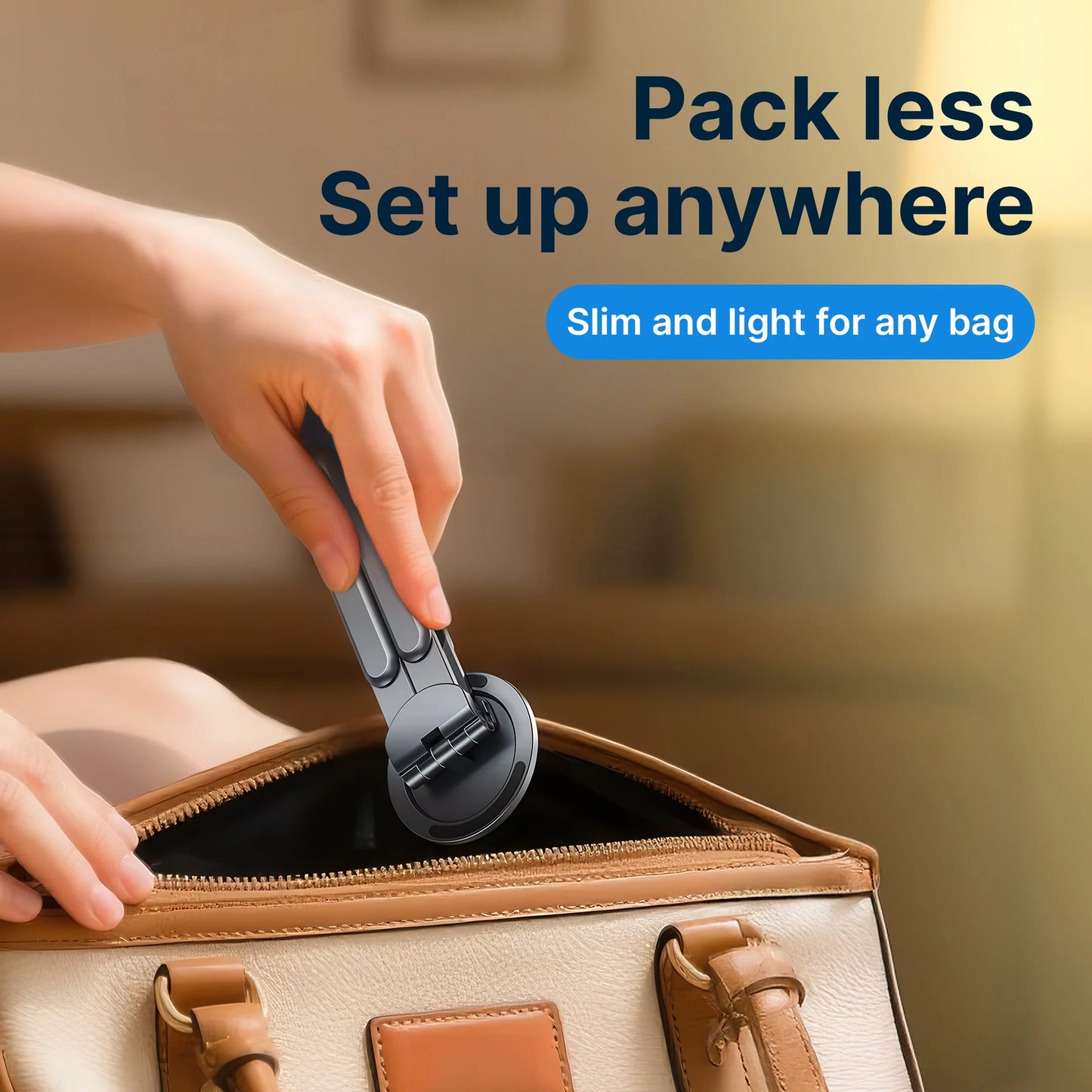 Foldable Multi-Device Stand | 8 Adjustable Levels MagSafe Phone Holder for Laptop/Tablet - Portable Work From Anywhere